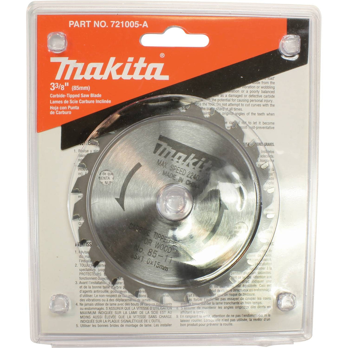 Makita 721005-A 3-3/8" 24T Carbide-Tipped Circ Saw Blade, General Purpose - 2