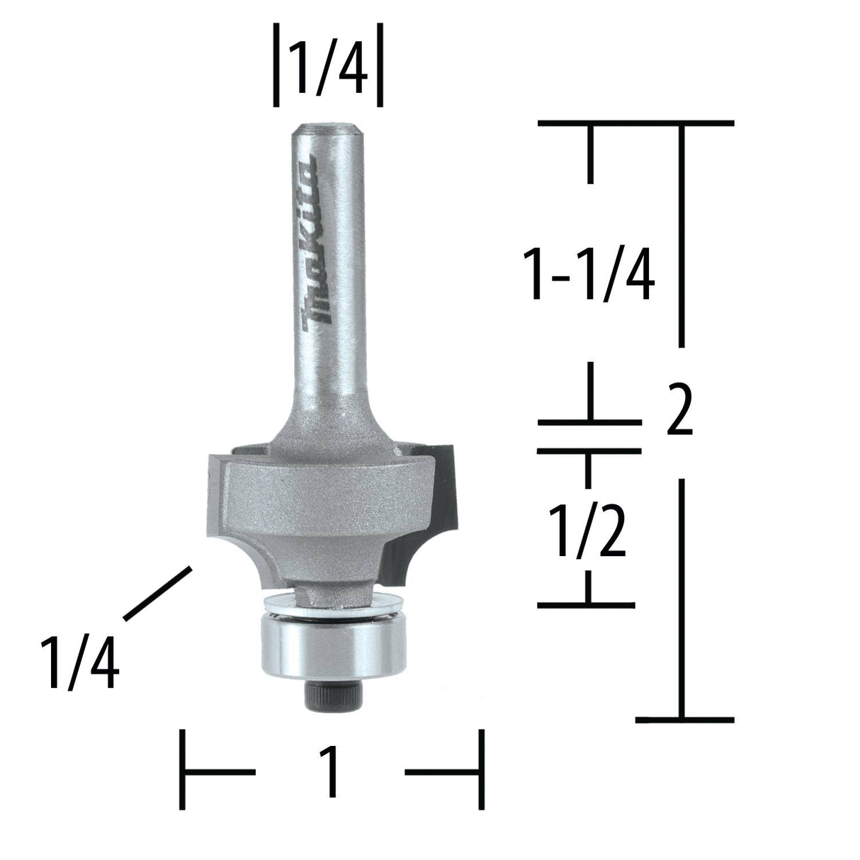 Makita 733120-2A 1/4" Carbide-Tipped Corner Round, 2 Flute Router Bit - 2