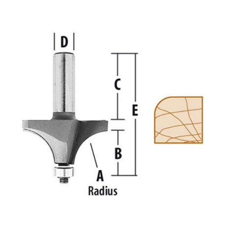 Makita 733291-a 1/4", 2 Flute Carbide Tipped, Rounding Router Bit