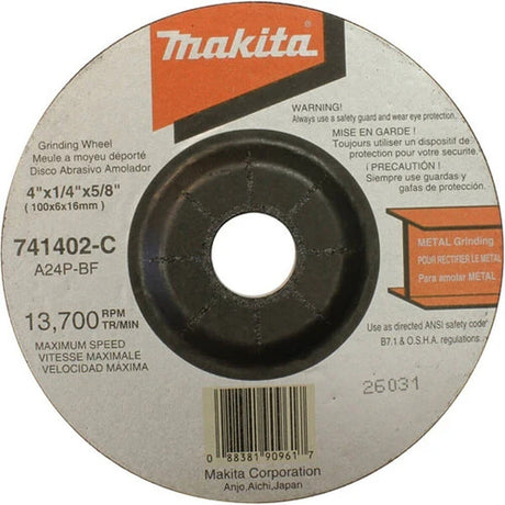Makita 741402-C-25 4 x 5/8 x 1/4 24-Grit Type 27 Grinding Wheels for Ferrous Metal (25 Pack)
