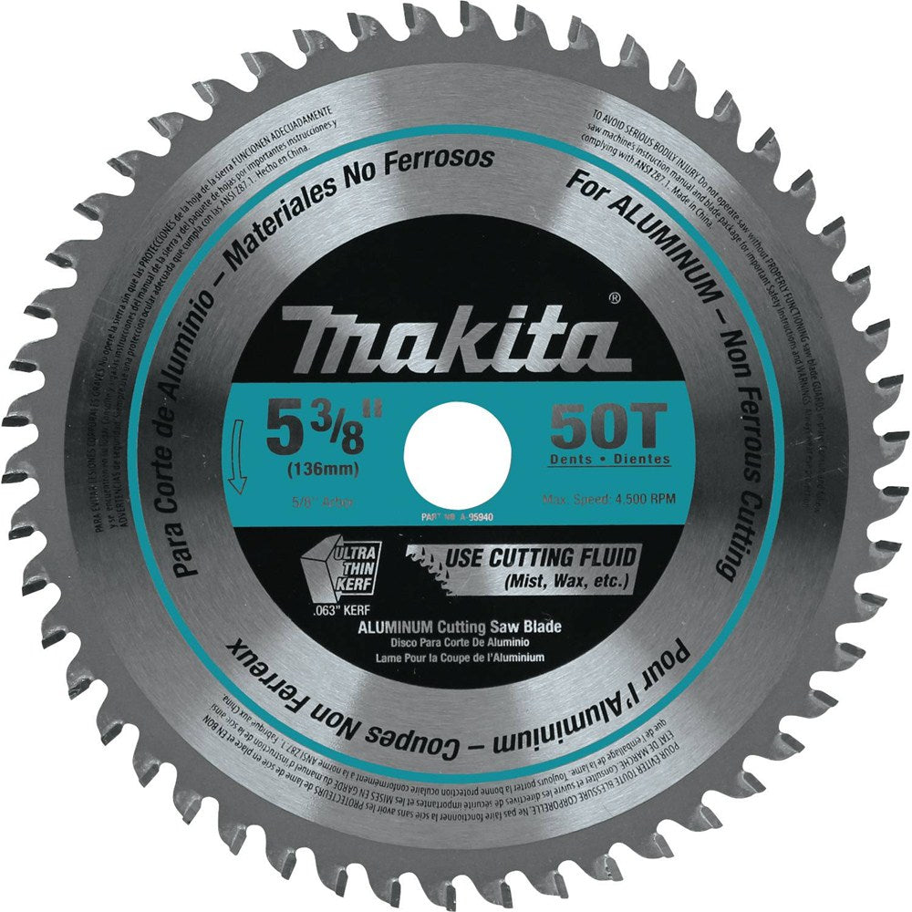 Makita A-95940 5-3/8" 50T Thin Kerf Carbide-Tipped Aluminum Cutting Blade