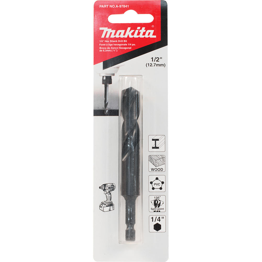 Makita A-97841 1/2" Black Oxide Drill Bit, 1/4" Hex Shank - 3