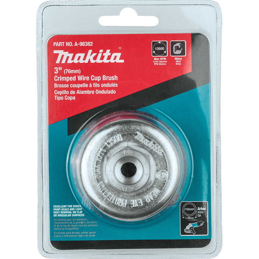 Makita A-98382 3" Crimped Wire Cup Brush, M10 x 1.25 - 4