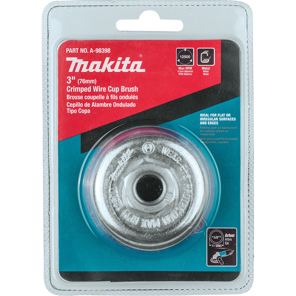 Makita A-98398 3" Crimped Wire Cup Brush, 5/8"-11 - 4