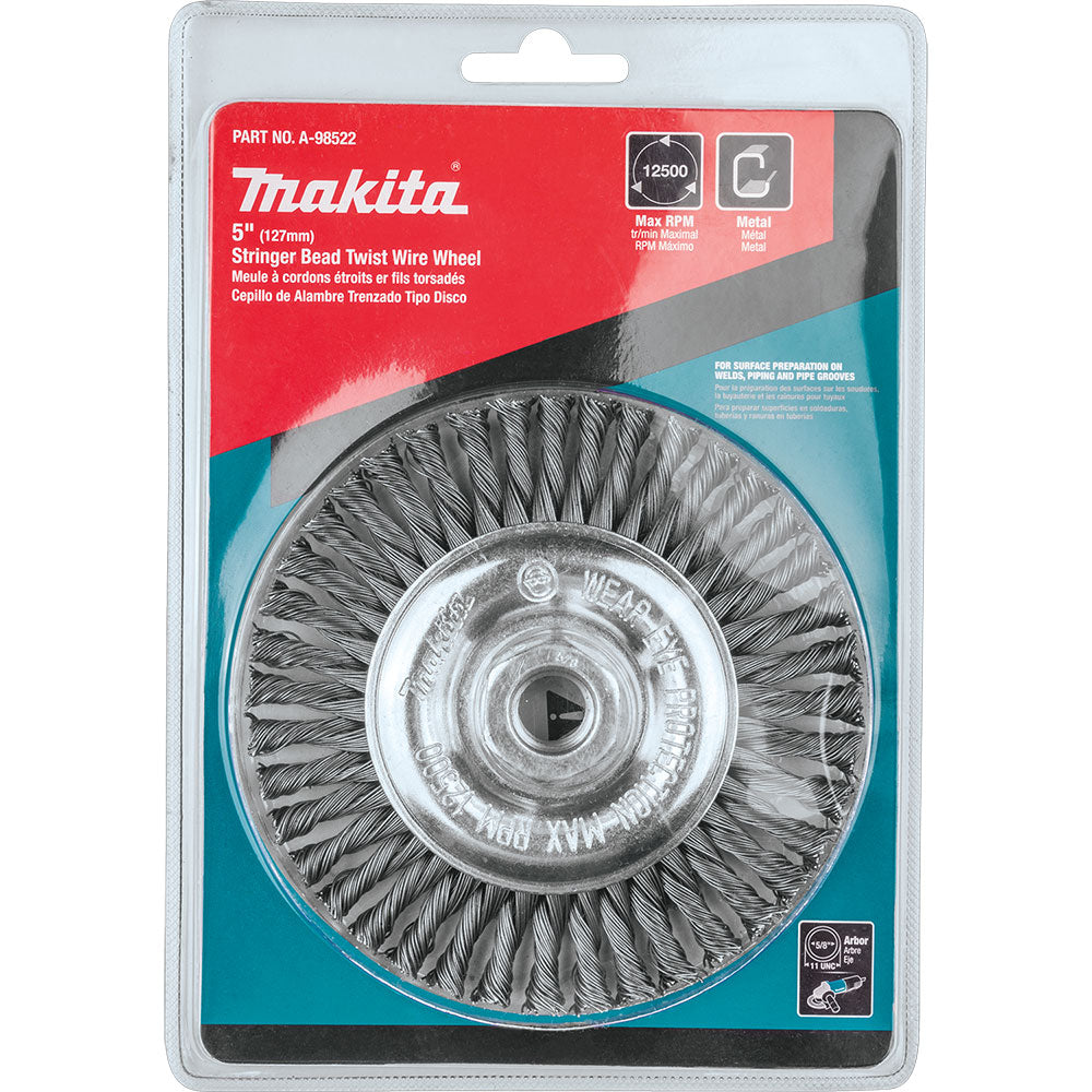 Makita A-98522 5" Stringer Bead Twist Wire Wheel, 5/8"-11 - 3