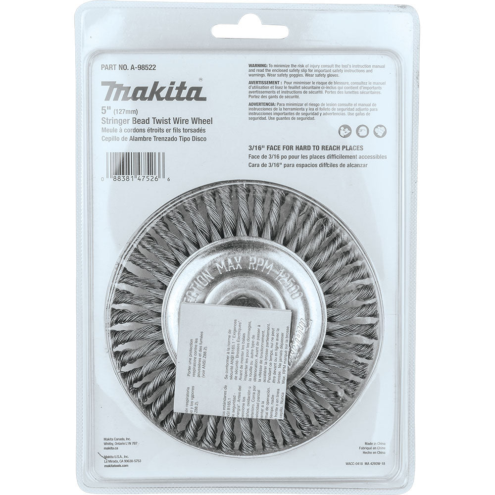 Makita A-98522 5" Stringer Bead Twist Wire Wheel, 5/8"-11 - 4