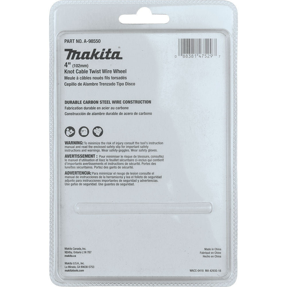 Makita A-98550 4" Knot Cable Twist Wire Wheel, M10 x 1.25 - 4