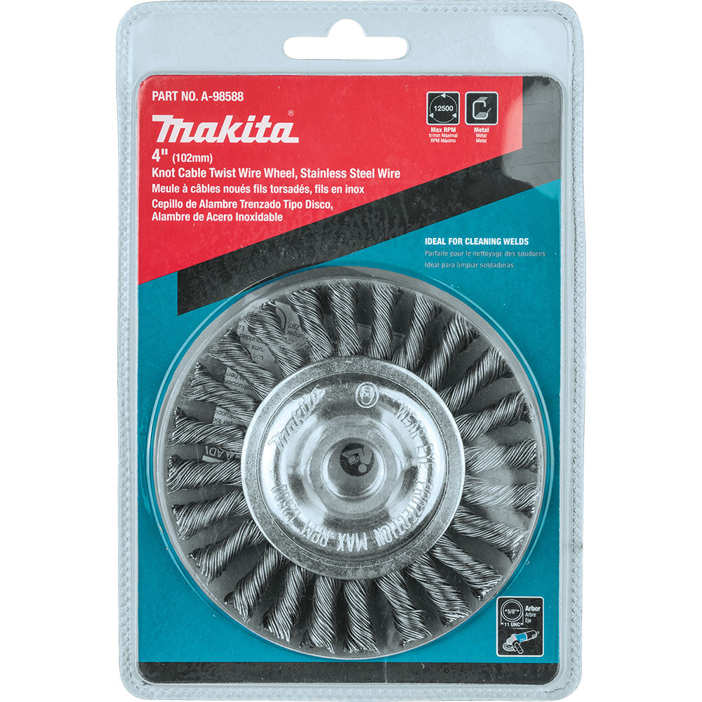 Makita A-98588 4" Knot Cable Twist Wire Wheel, Stainless, 5/8"-11 - 3