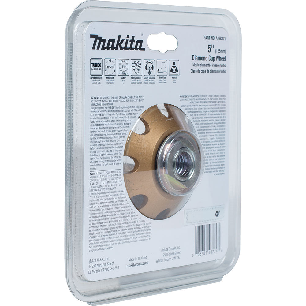 Makita A-98871 5" Low-Vibration Diamond Cup Wheel, Turbo - 7