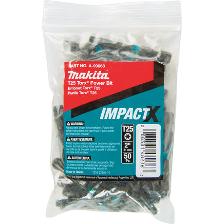 Makita A-99063 ImpactX  T25 Torx  2" Power Bit, 50/pk, Bulk