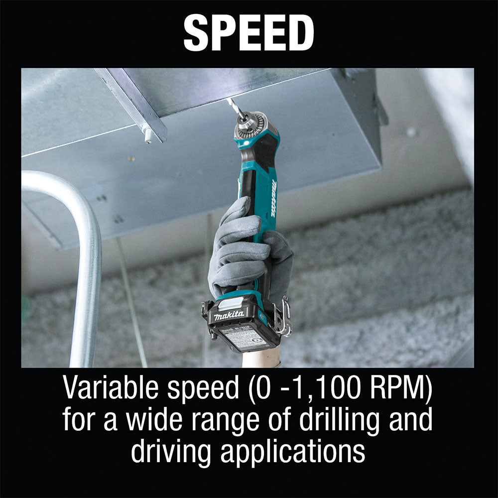 Makita AD03R1 12V max CXT Lithium-Ion Cordless 3/8" Right Angle Drill Kit - 5