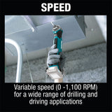 Makita AD03Z 12V max CXT Lithium-Ion Cordless 3/8" Right Angle Drill - 7