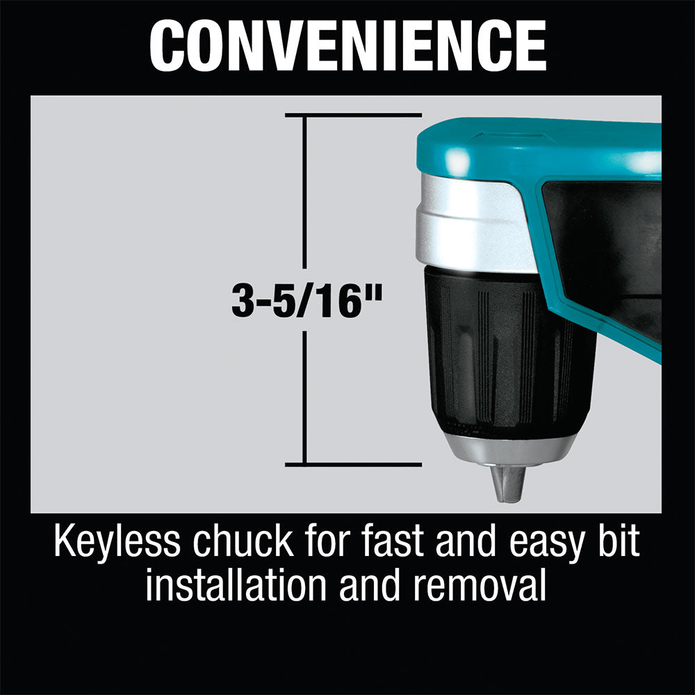 Makita AD04R1 12V max CXT Lithium-Ion Cordless 3/8" Right Angle Drill Kit - 7