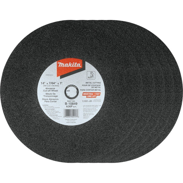 Makita B-10849-5 14" x 7/64" x 1" Abrasive Cut-Off Wheel for Ferrous Metal (5 Pack)