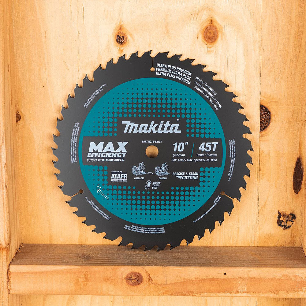 Makita B-62103 10" 45T Carbide-Tipped Max Efficiency Miter Saw Blade - 6