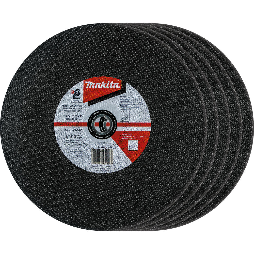 Makita B-64705-5 14" x 1" x 3/32" Ultra-Thin Abrasive Cut-Off Wheel, 5 Pack