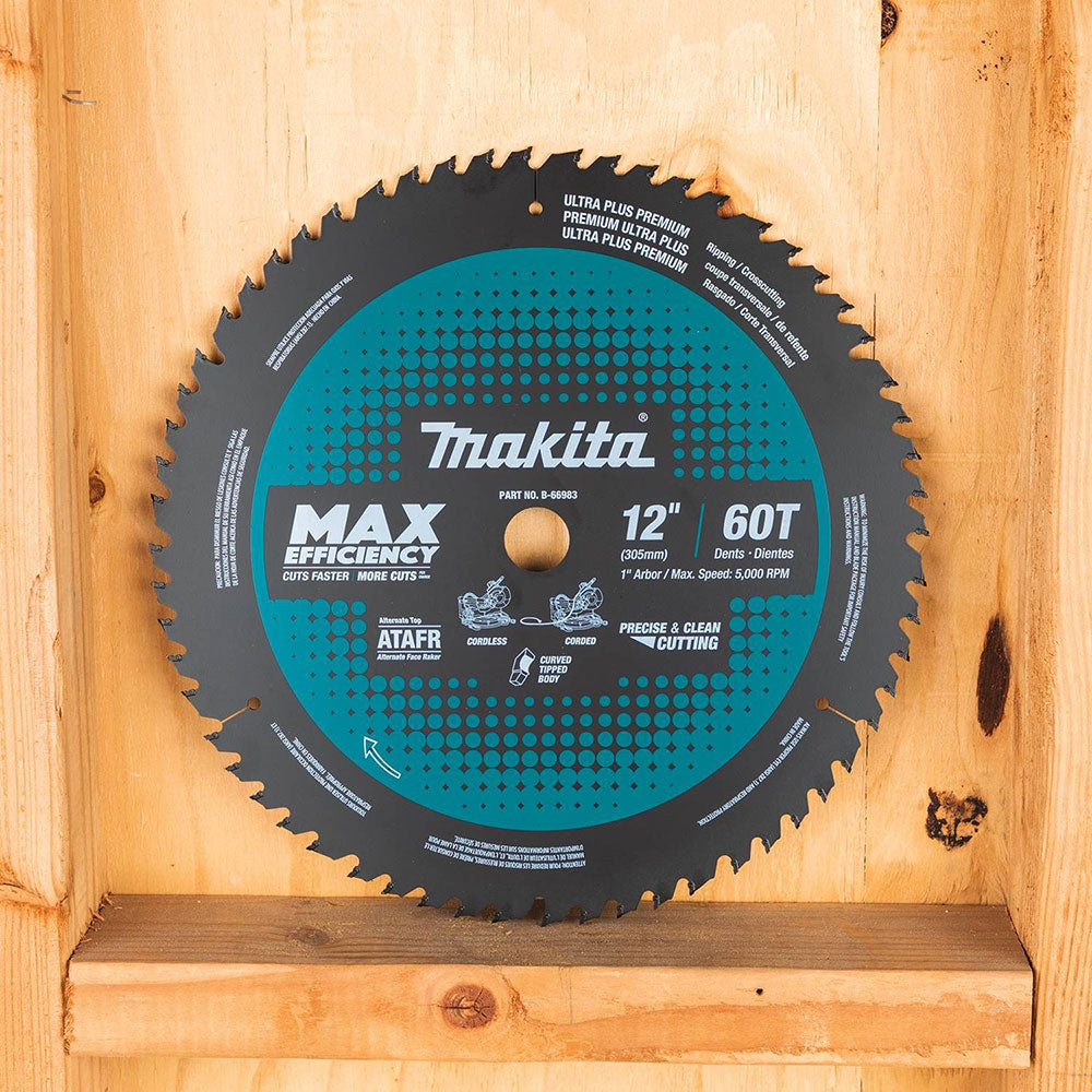 Makita B-66983 12" 60T Carbide-Tipped Max Efficiency Miter Saw Blade - 6