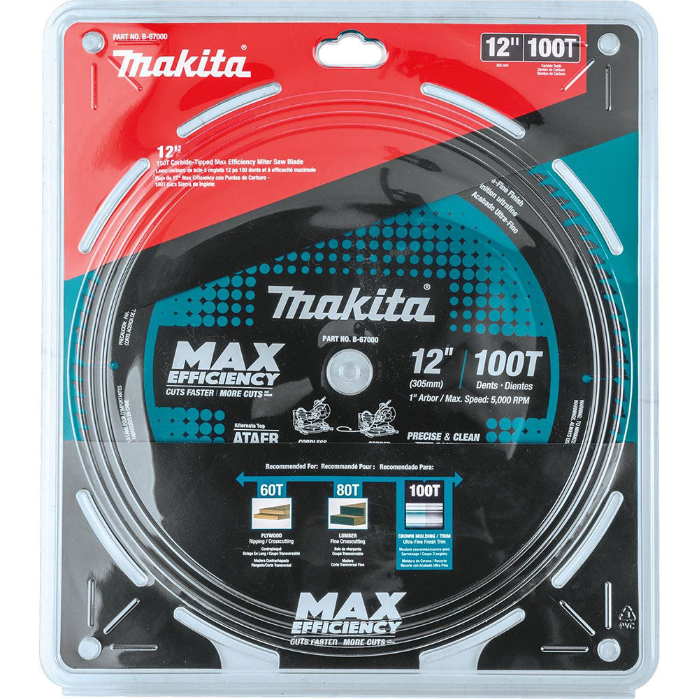 Makita B-67000 12" 100T Carbide-Tipped Max Efficiency Miter Saw Blade - 9