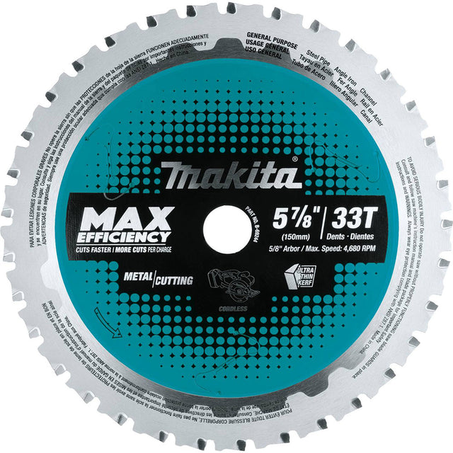 Makita B-69244 5-7/8" 33T Carbide-Tipped Saw Blade, Metal/General Purpose