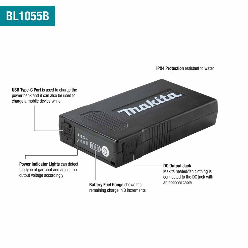 Makita BL1055B Battery Lithium-Ion 3.6V, Power Bank - 3