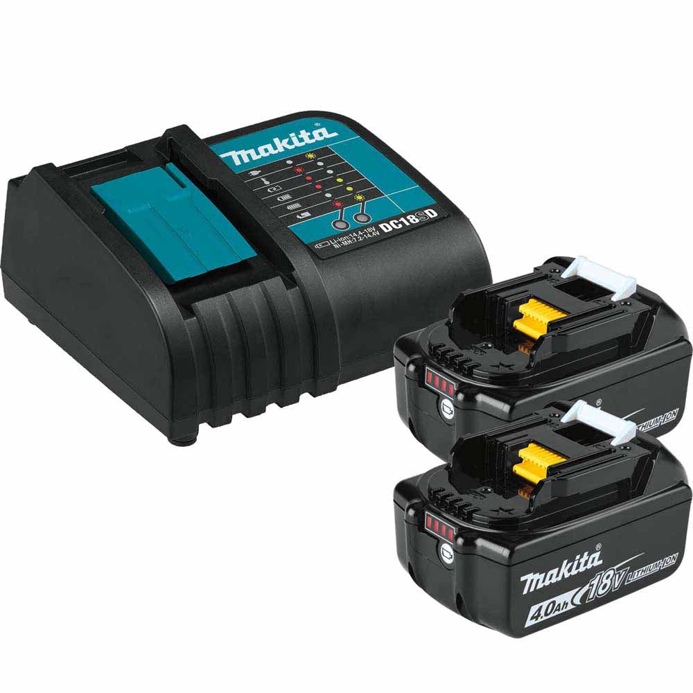 Makita BL1840BSC2 18V LXT Lithium-Ion Battery and Charger Starter Pack, 2ea. BL1840B, DC18SD (4.0Ah)