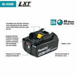 Makita BL1850BDC2X1 18V LXT Lithium-Ion Battery and Rapid Optimum Charger Starter Pack, 2ea. BL1850B, DC18RC, (5.0Ah) - 2
