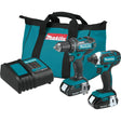 Makita CT225SYX 18V LXT Lithium-Ion Compact Cordless 2 Pc. Combo Kit, XFD10Z, XDT11Z, bag (1.5Ah)