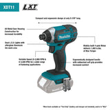 Makita CT225SYX 18V LXT Lithium-Ion Compact Cordless 2 Pc. Combo Kit, XFD10Z, XDT11Z, bag (1.5Ah) - 2