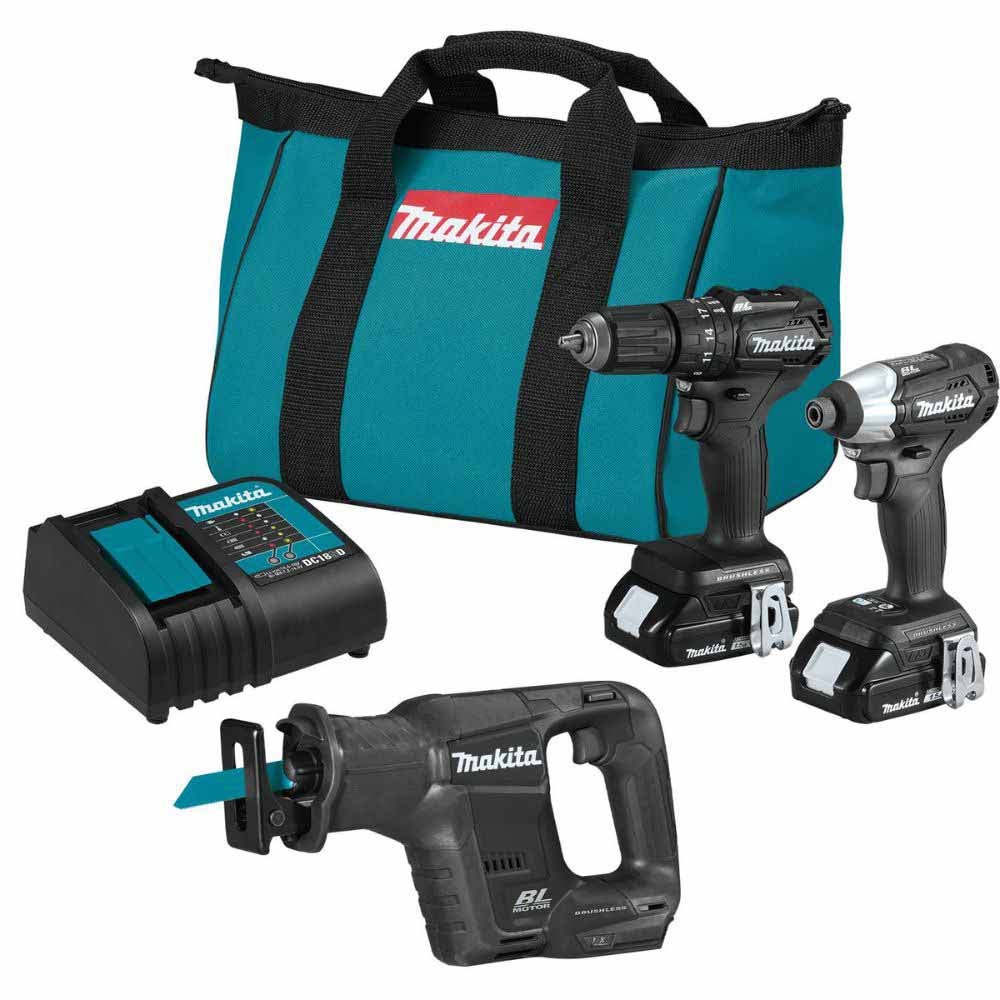 Makita CX203SYBXRJ 18V LXT Li-Ion Sub-Compact Brushless Cordless 2-Pc. Combo Kit with Recipro Saw