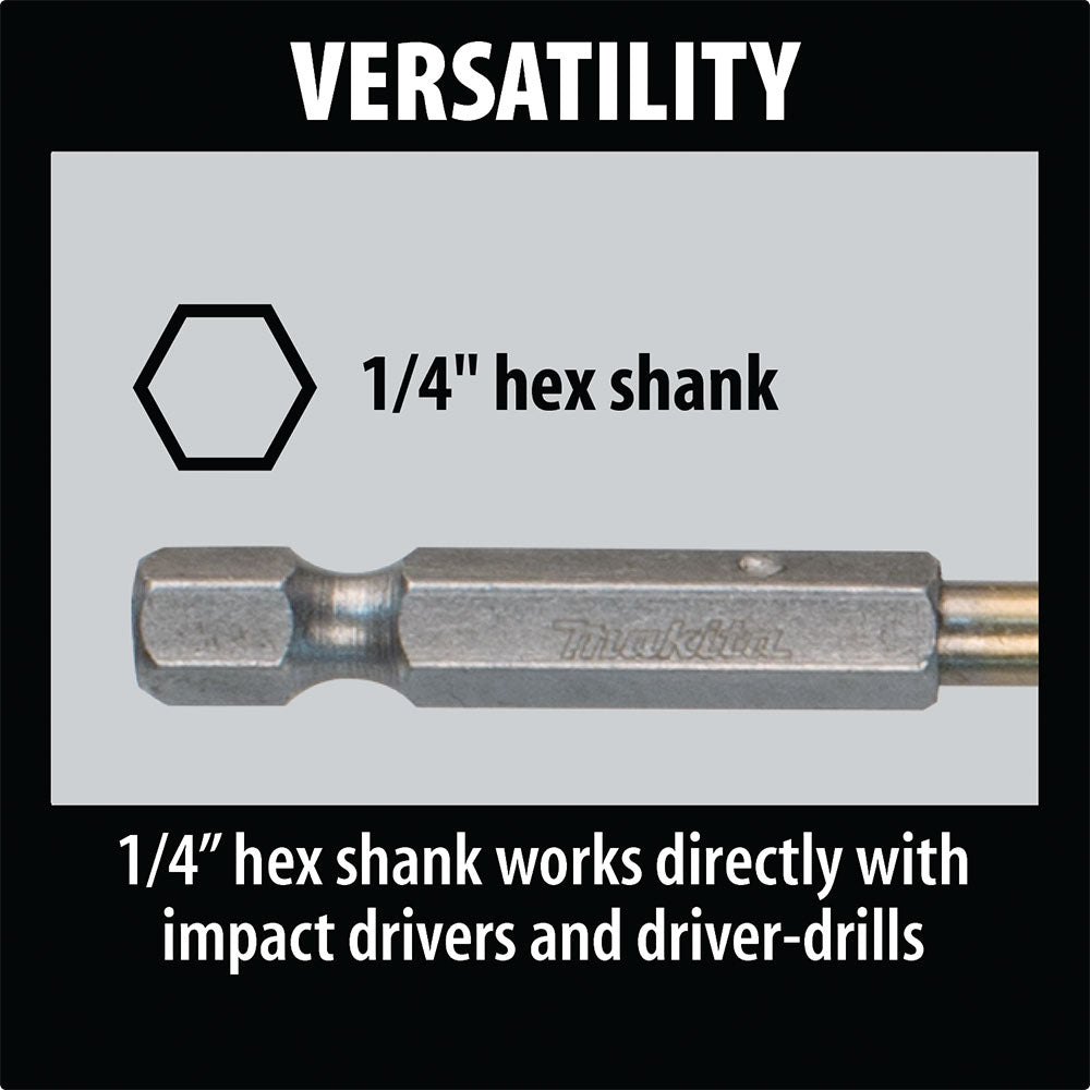 Makita D-23949 3/8" Titanium Coated Drill Bit, 1/4" Hex Shank - 8