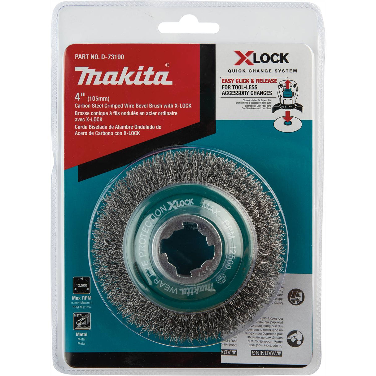 Makita D-73190 X-LOCK 4" Carbon Steel Crimped Wire Bevel Brush - 3