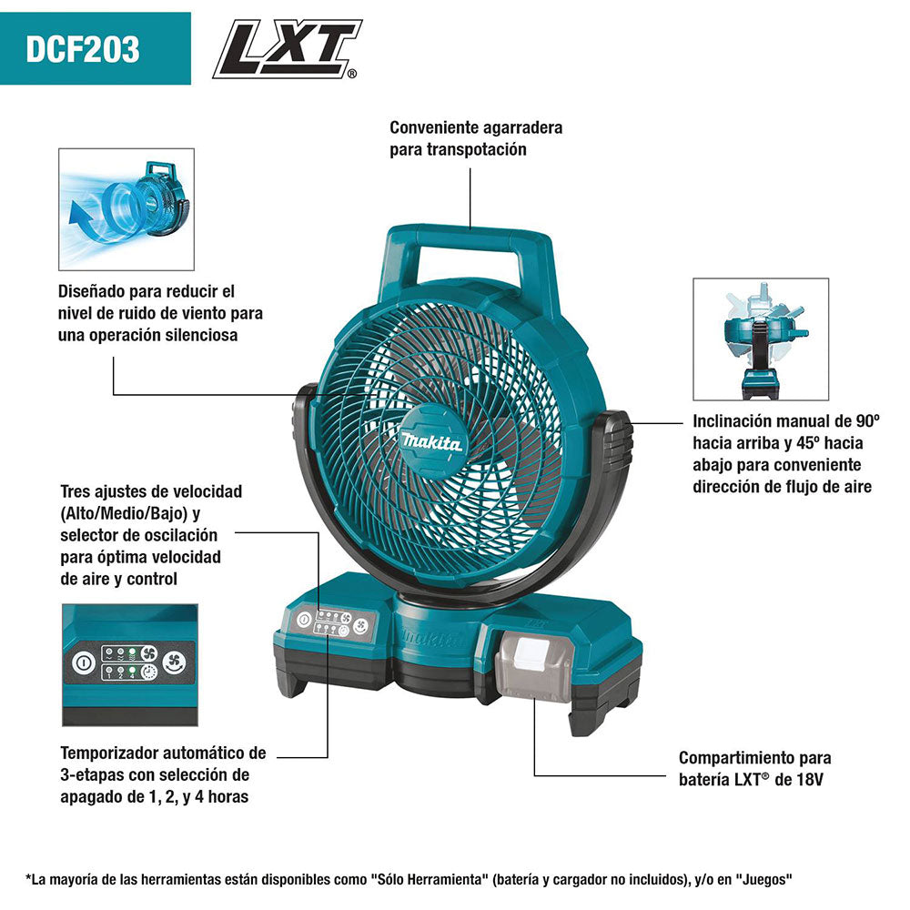 Makita DCF203Z 18V LXT Lithium-Ion Cordless 9-1/4" Fan, Tool Only - 4