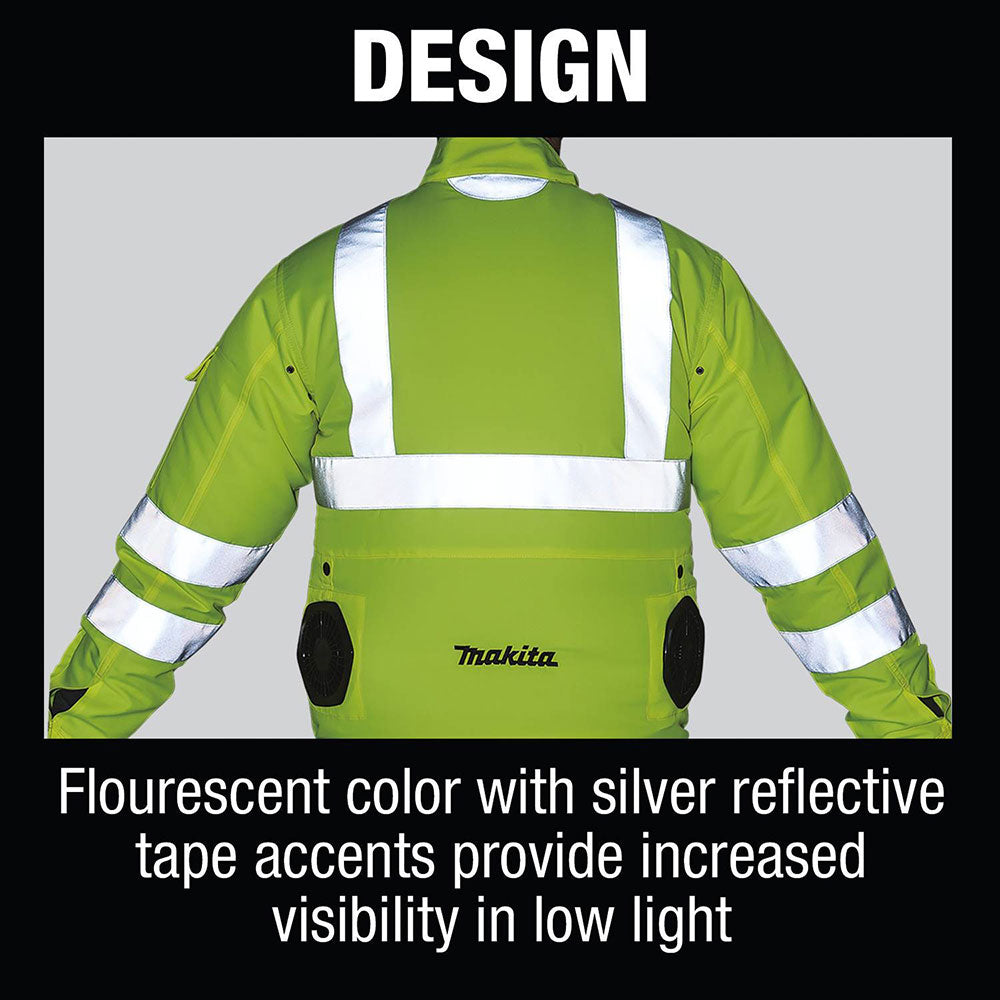 Makita DFJ214Z2XL 18V LXT Lithium-Ion Cordless High Visibility Fan Jacket (2XL) - 8