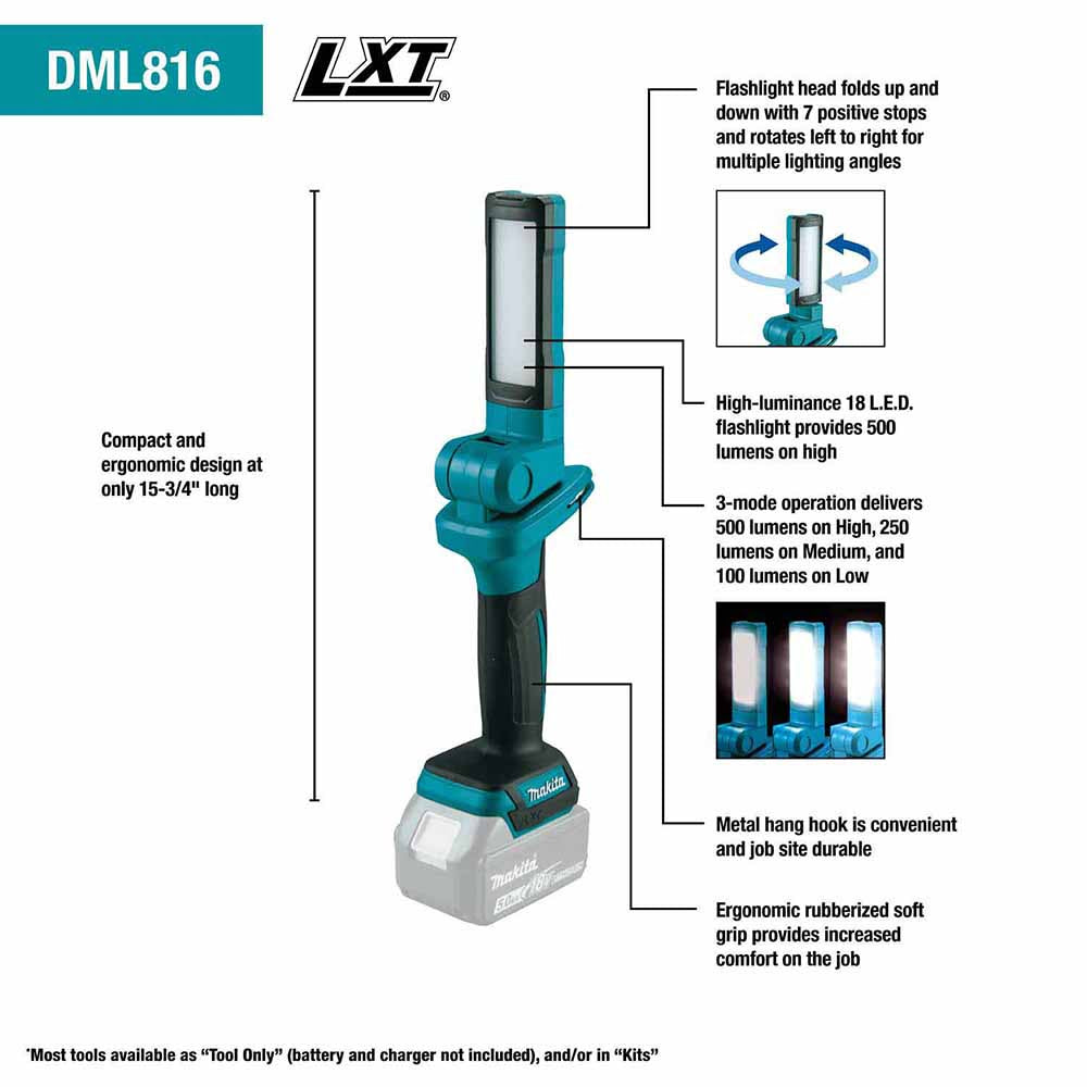 Makita DML816 18V LXT Cordless 18 L.E.D. Flashlight (Flashlight Only) - 2