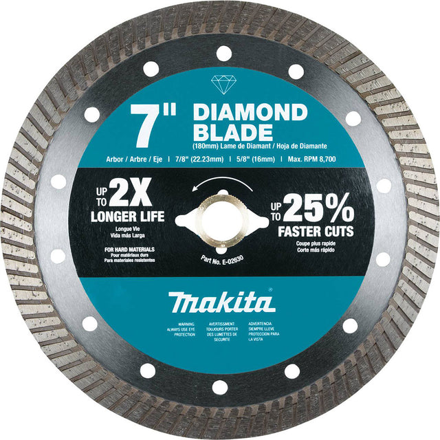 Makita E-02630 7" Diamond Blade, Turbo, Hard Material