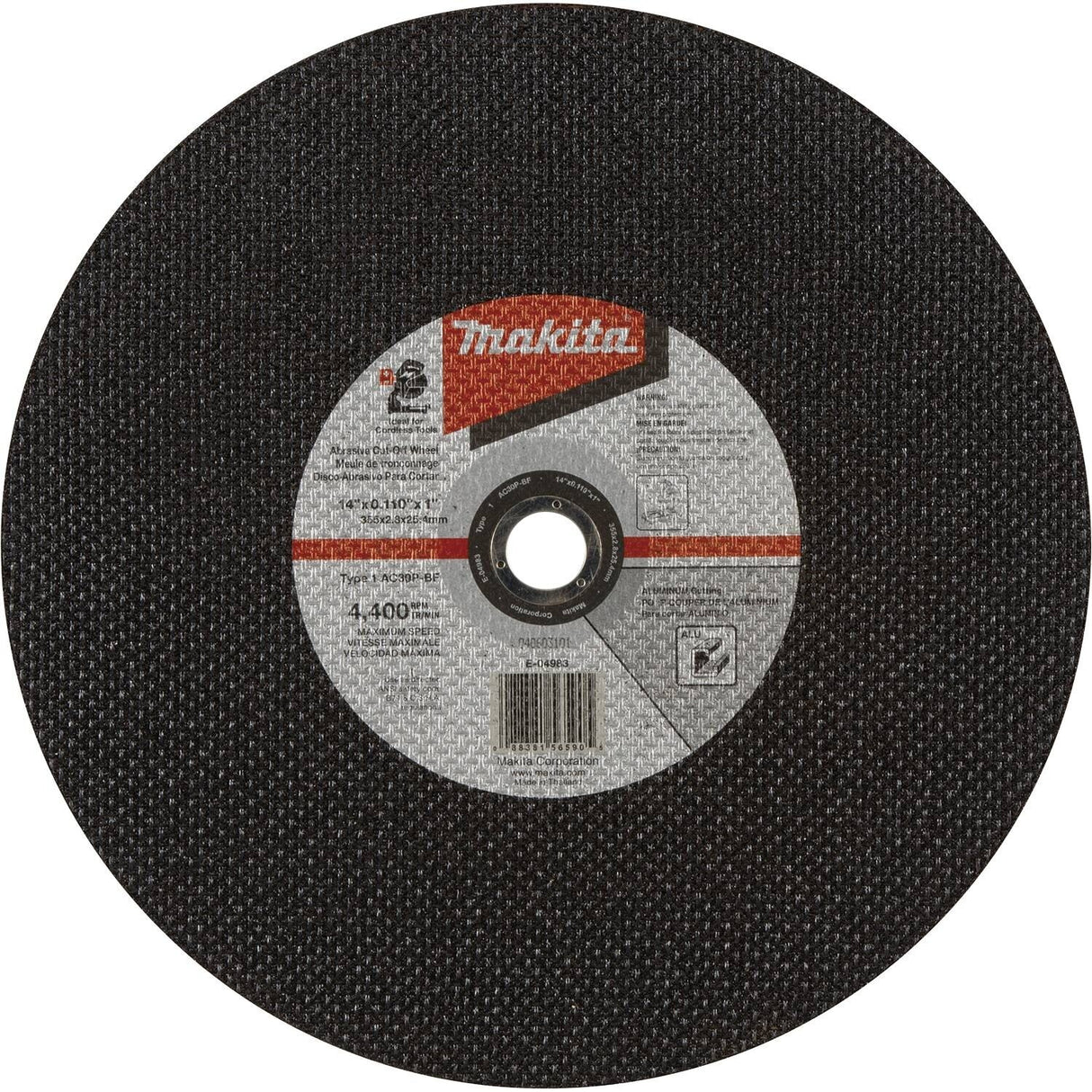 Makita E-04983-5 14" x .110" x 1" Type 1 30 Grit Thin Cut-Off Wheel