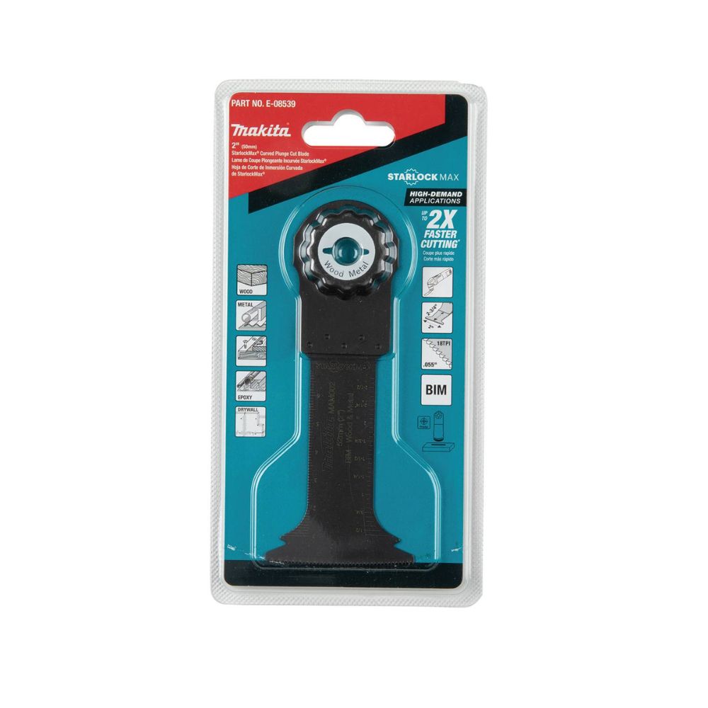 Makita E-08539 StarlockMax Oscillating Multi-Tool 2" Bi-Metal Curved Plunge Cut Blade - 3