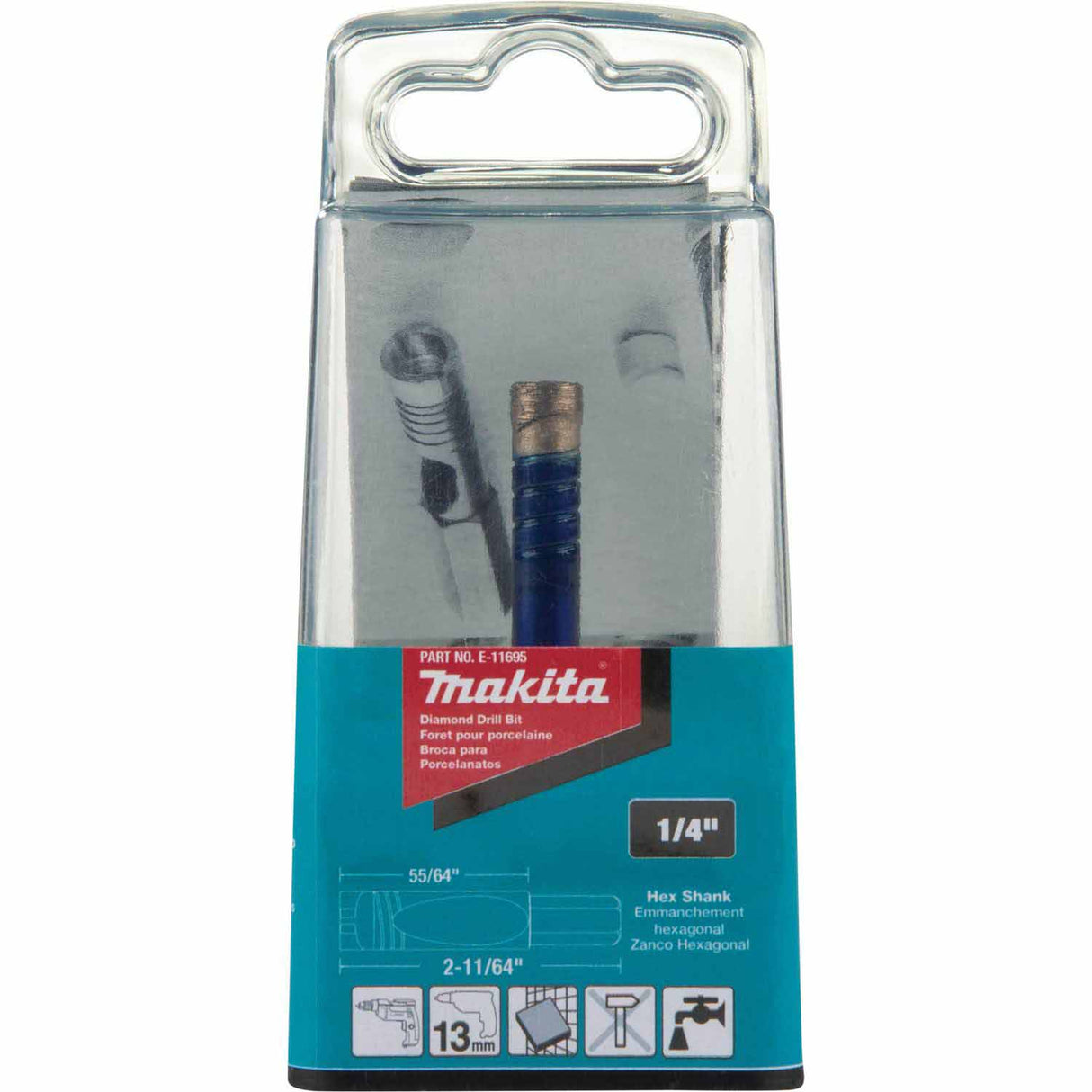 Makita E-11695 1/4" Diamond Drill Bit, Hex Shank