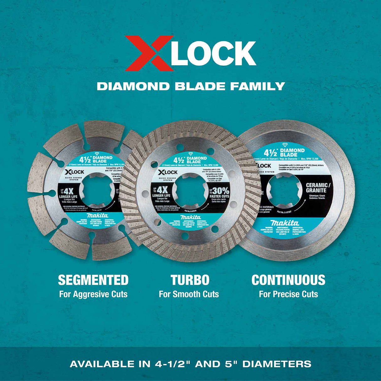 Makita E-12647 X-LOCK 4-1/2" Diamond Blade Variety Pack, 3/pc - 10