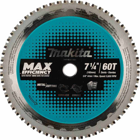 Makita E-12821 7-1/4" 60T Carbide-Tipped Max Efficiency Saw Blade, Metal/Stainless Steel