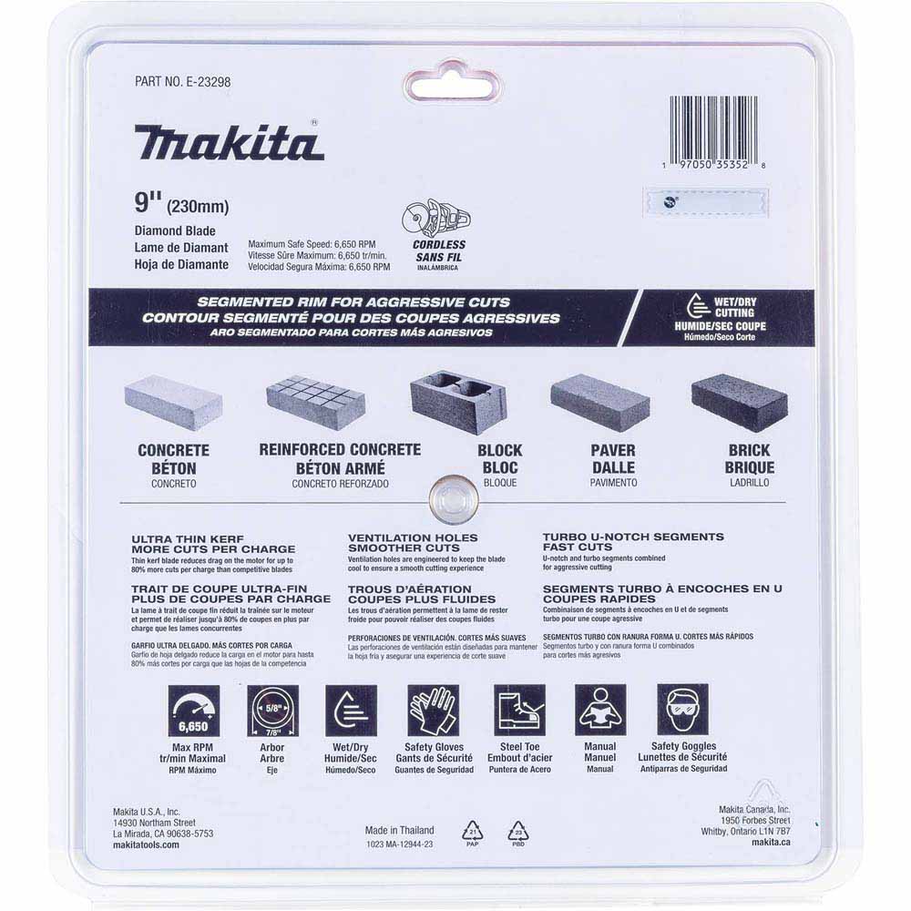 Makita E-23298 9" Segmented General Purpose Thin Kerf Diamond Blade - 3