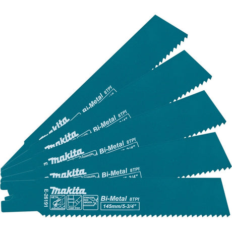 Makita E-26191 5-3/4 in. Bi-Metal 8 TPI Metal Pipe Cutting Reciprocating Saw Blades (5 Pack)