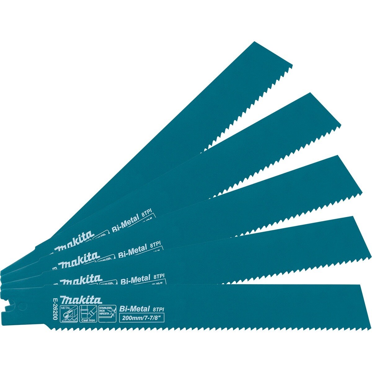Makita E-26200 7-7/8 in. Bi-Metal Metal Pipe Cutting Reciprocating Saw Blade 8 TPI (5 Pack)