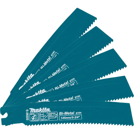 Makita E-26222 5-3/4 in. Curved Bi-Metal Metal Pipe Recip Saw Blade 8 TPI (5 Pack)