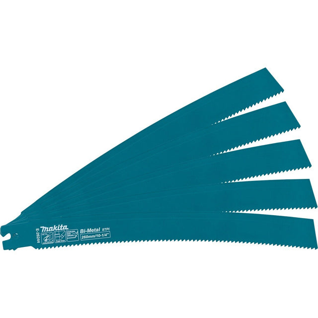 Makita E-26244 10-1/4 in Curved Bi-Metal Metal Pipe Cutting Reciprocating Saw Blades 8 TPI (5 Pack)