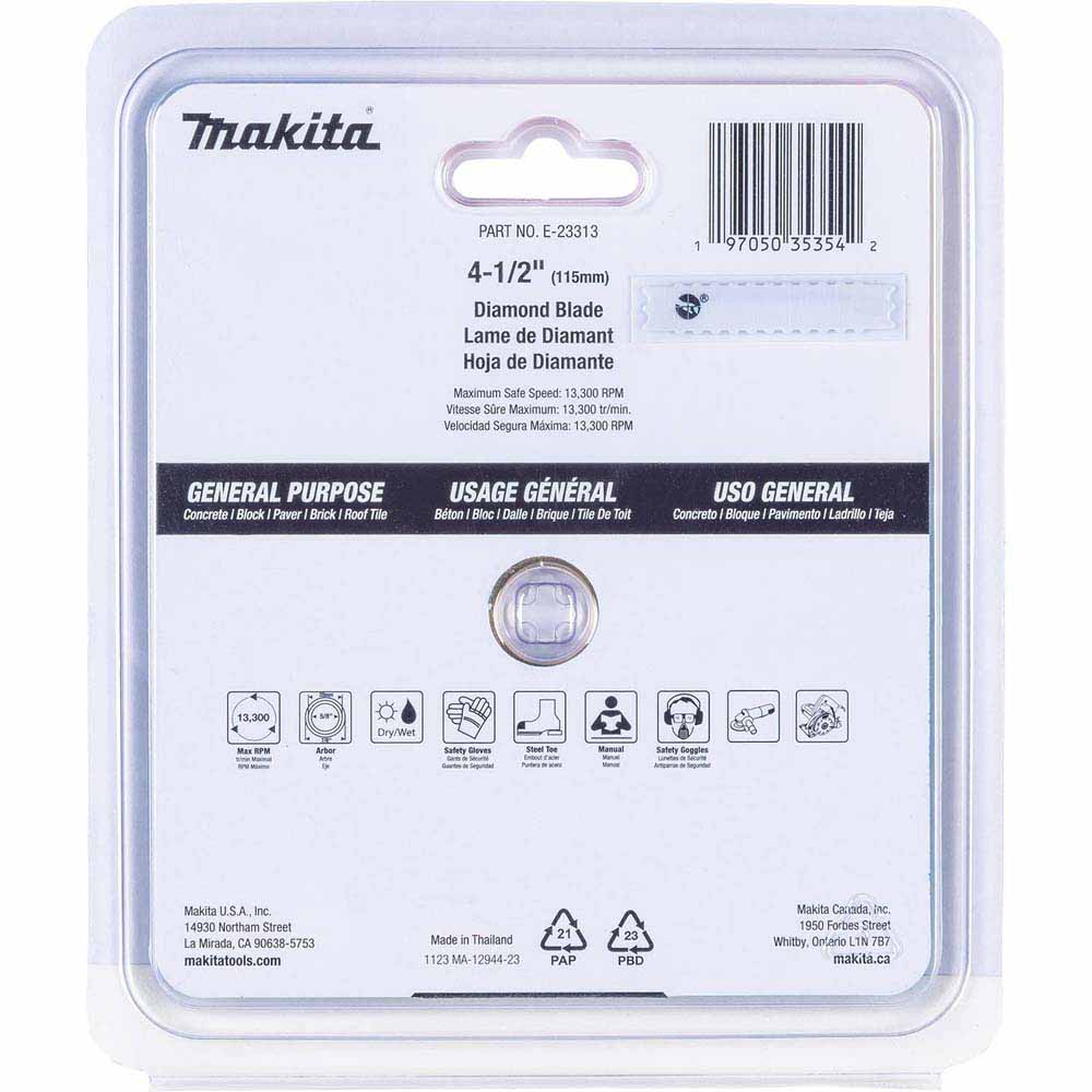 Makita E-23313 4-1/2" Segmented Turbo General Purpose Diamond Blade - 3