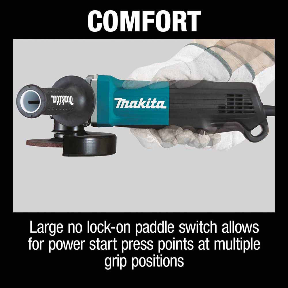 Makita GA5052 4‑1/2" / 5" Paddle Switch Angle Grinder, with AC/DC Switch - 14