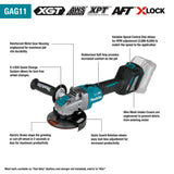 Makita GAG11M1 40V max XGT Brushless Cordless 4-1/2" / 5" X-LOCK Angle Grinder Kit, with Electric Brake, AWS Capable (4.0Ah) - 2