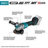 Makita GAG13M1 40V max XGT Brushless Cordless 4-1/2" / 5" X-LOCK Paddle Switch Angle Grinder Kit, with Electric Brake (4.0Ah) - 2