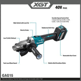 Makita GAG15Z 40V max XGT Brushless Cordless 5" Slide Switch Flathead Grinder Variable Speed with Electric Brake (Tool Only) - 2